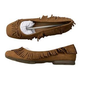 ComfortView Tan Fringe Trim Flats Size 10 W